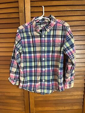 Gymboree Plaid Button-Down Shirt in Pink, Blue & Green